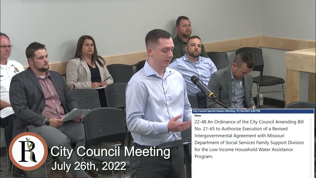 City of Republic, MO City Council Meeting July 26th, 2022 YouTube