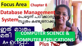 [FOCUS AREA] Database Management System | Chapter 8 | +2 Computer Application / Science in Malayalam Wealth