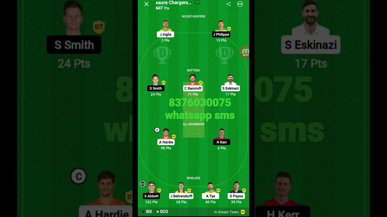 BBL Leauge SCO vs SIX 