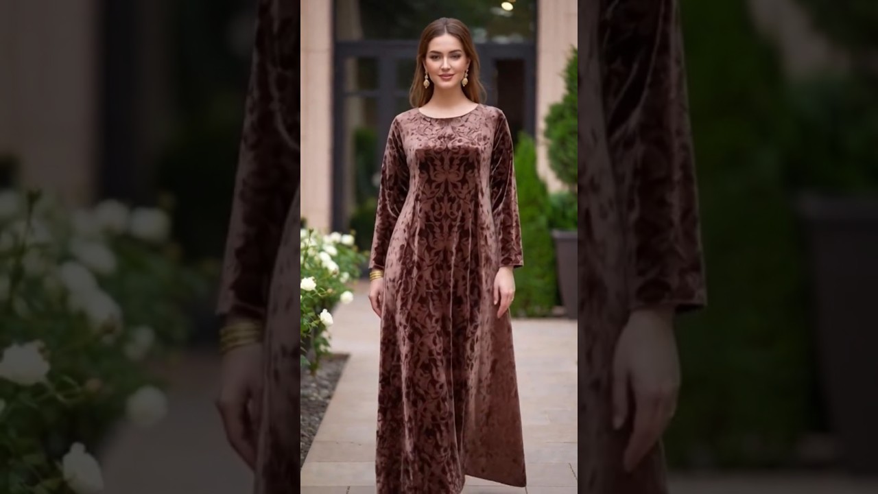 Velvet Dress Elegance 🤎 Timeless Modest Woman Look 