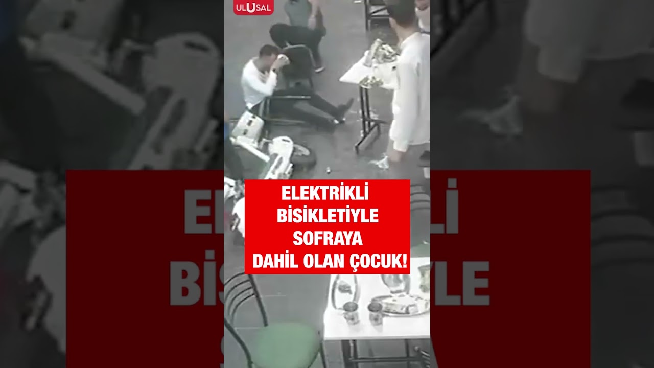 Gaziantep'te bir çocuk elektrikli bisikletiyle yemeğe dahil oluyor! 