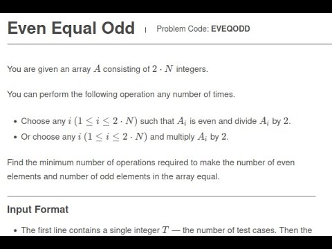 Even Equal Odd Problem Code: EVEQODD