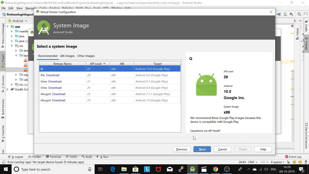 Android virtual device manager configuration youtube