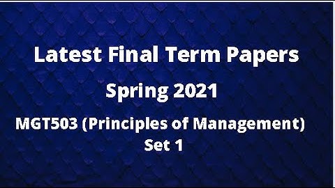 MGT503 (Principles of Management) Final Term Paper Spring 2021 - Set 1