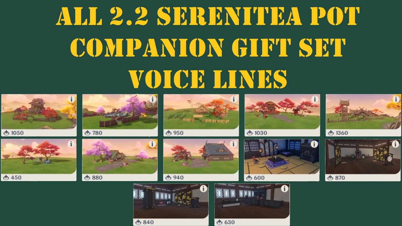 [Genshin] ALL 2.2 Serenitea Pot Companion Gift Sets Voice Lines (JP Dub