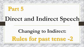 English Grammar - Direct speech to Indirect Speech Part 5 - Rules for Reporting verb Past tense -2