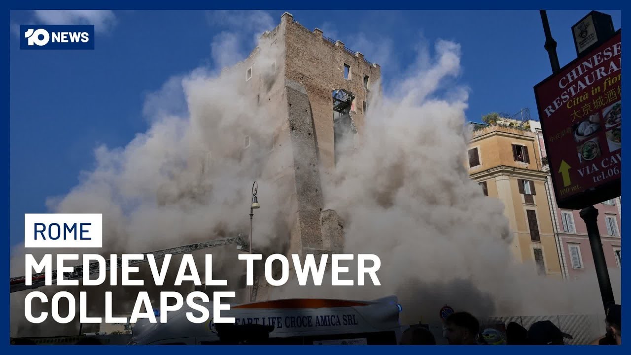 Rome’s Medieval Tower Collapses During Repairs, One Worker Critically ...