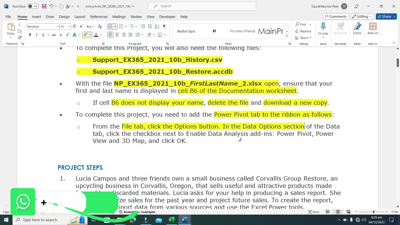 New Perspectives Excel 365 2021 Module 10 SAM Project 1b | CorvallisGroupRestore | NP_EX365_2021_10b