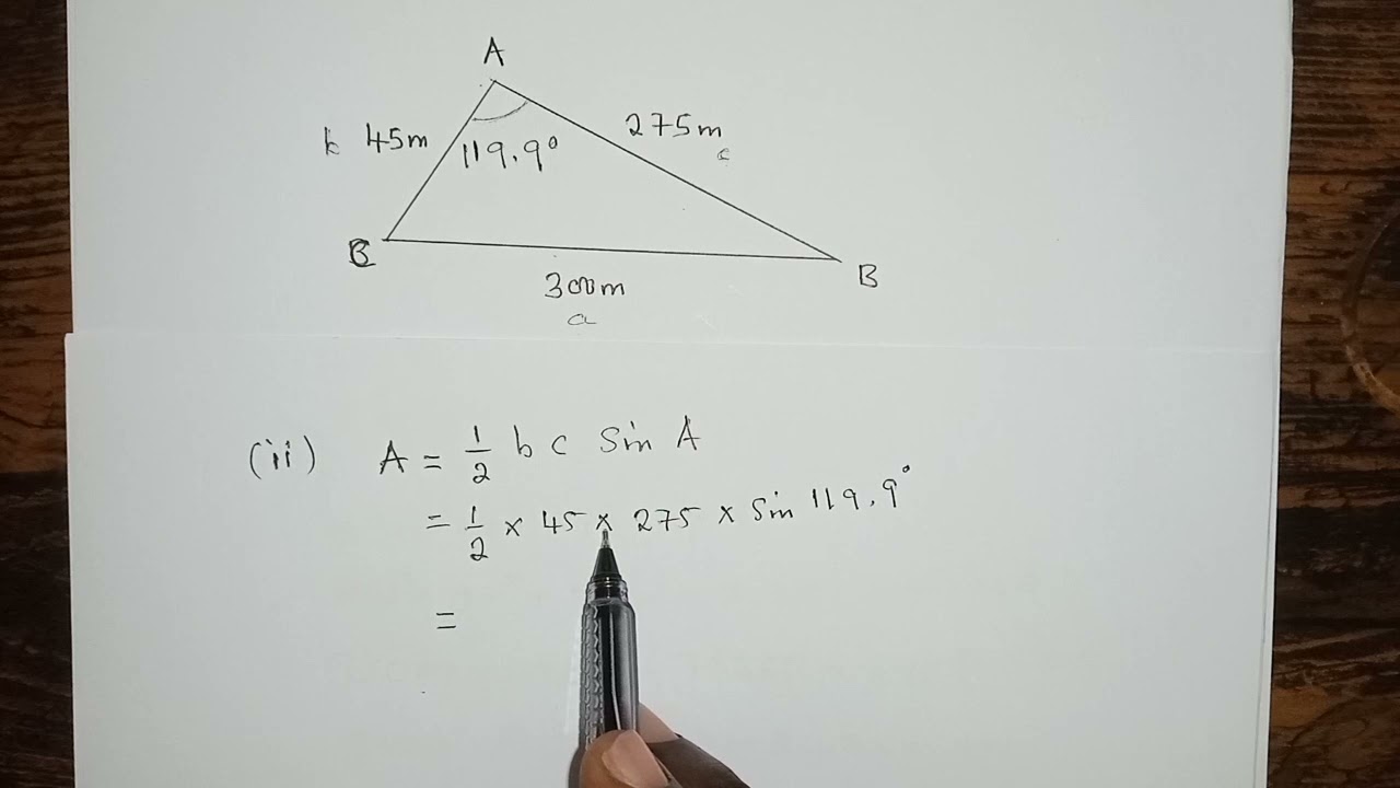 Trig cosine rule 2021 Maths paper 2 GCE