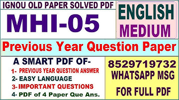 MHI 05 Previous Year Question Paper Solved in English || mhi 05 important questions with answers