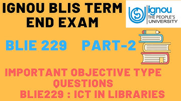 Objective Type Questions of BLIE-229/ Part 2/ Important Multiple Choice Questions BLIS/ MCQ BLIE 229