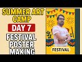 Festival Poster Drawing | Diwali, Holi, Eid Poster Ideas Summer Art Camp 2025 Day 7