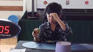 8 Years Old Boy Solves Rubik&#39;s Cube Blindfolded 1:44