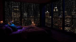 Heavy Rain in the Night City 🌧️ | Cozy Bed Escape &amp; Calming Urban Sounds for Deep Sleep