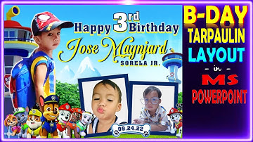 HOW TO MAKE BIRTHDAY TARPAULIN LAYOUT AND DESIGN IN MS POWERPOINT II PAW PATROL THEMED