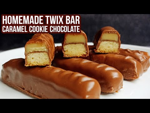 How to Make TWIX Bars Chocolate at Home  Delicious Caramel Cookie Bar Recipe