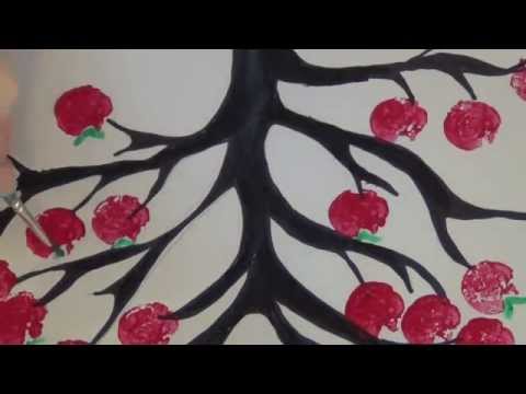 How to make a cork stamp apple tree