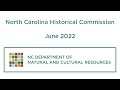 North Carolina Historical Commission - June 2022