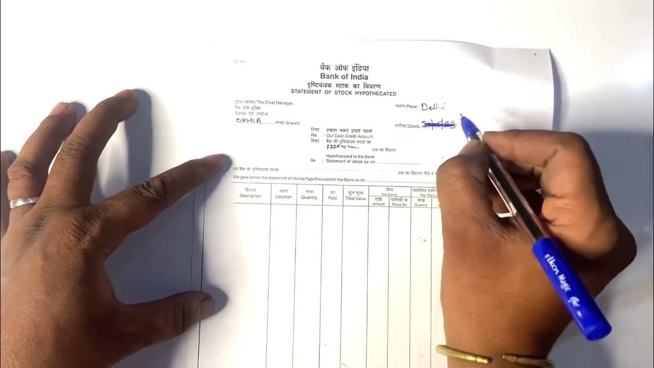 How to make a stock statement of bank of india stock statement ka