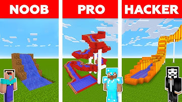 Minecraft NOOB vs PRO vs HACKER : WATER SLIDE CHALLENGE in minecraft / Animation
