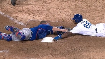 CHC@LAD: Puig hustles, avoids tag at home to score