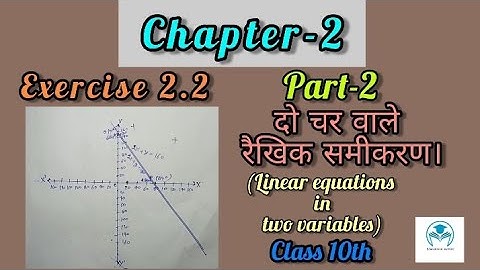 Chapter-2, दो चर वाले रैखिक समीकरण(Linear equations in two variables)||Exercise-2.2(part-2) #maths