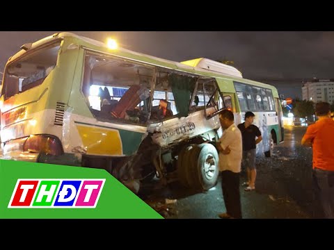 Video Long An: Xe tải tông ngang xe buýt, 20 người nhập viện... - youtube