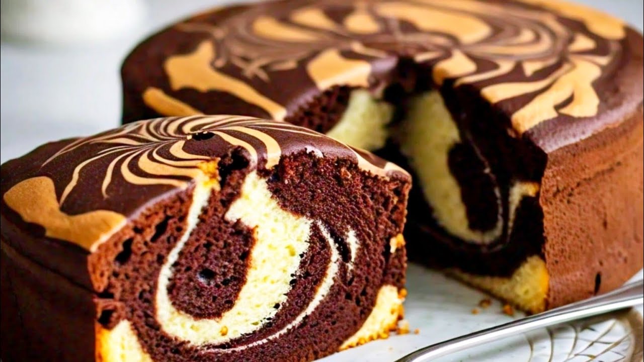 Marble Cake Recipe Without Oven | Chocolate Sponge Marble Cake Recipe | Fatima Kitchen ||