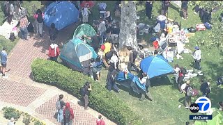 Pro-Palestinian demonstrators, police clash during protest at USC's Alumni Park