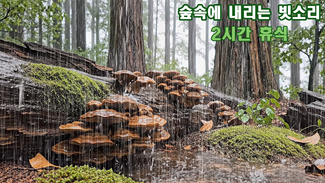 숲속에 쏟아지는 소나기 빗소리 2시간 – 깊은 잠을 도와줍니다
