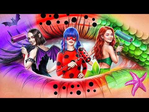 Видео: Преображение одного цвета челлендж! Вампир vs Леди Баг vs Русалка!