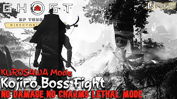 Ghost of Tsushima Kojiro Boss Fight KUROSAWA MODE NO DAMAGE NO CHARMS LETHAL Difficulty PS5 HD