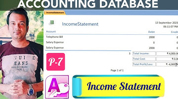 Create accounting database in ms access Part 7- Income statement Report