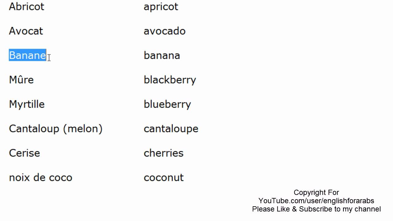 Fruits Names in French part 1 - French For Beginners