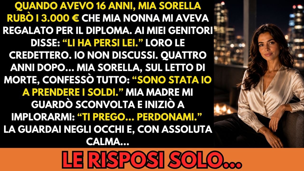 Il giorno del mio matrimonio, mentre brindavo con gli invitati, mia sorella si è alzata in mezzo alla sala e ha confessato davanti a tutti: «Li ho presi io. Ho rubato quei soldi della nonna». Io...