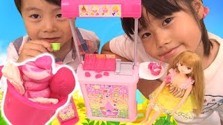 バービー アイス屋 巻き巻きソフトクリームを作ったよ♫ Barbie icecream shop toy