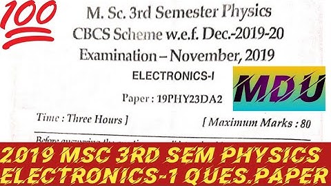 2019-20 MSc 3rd sem Physics Electronics-1 Question papers mdu #shorts #mdu #previus_paper #papers