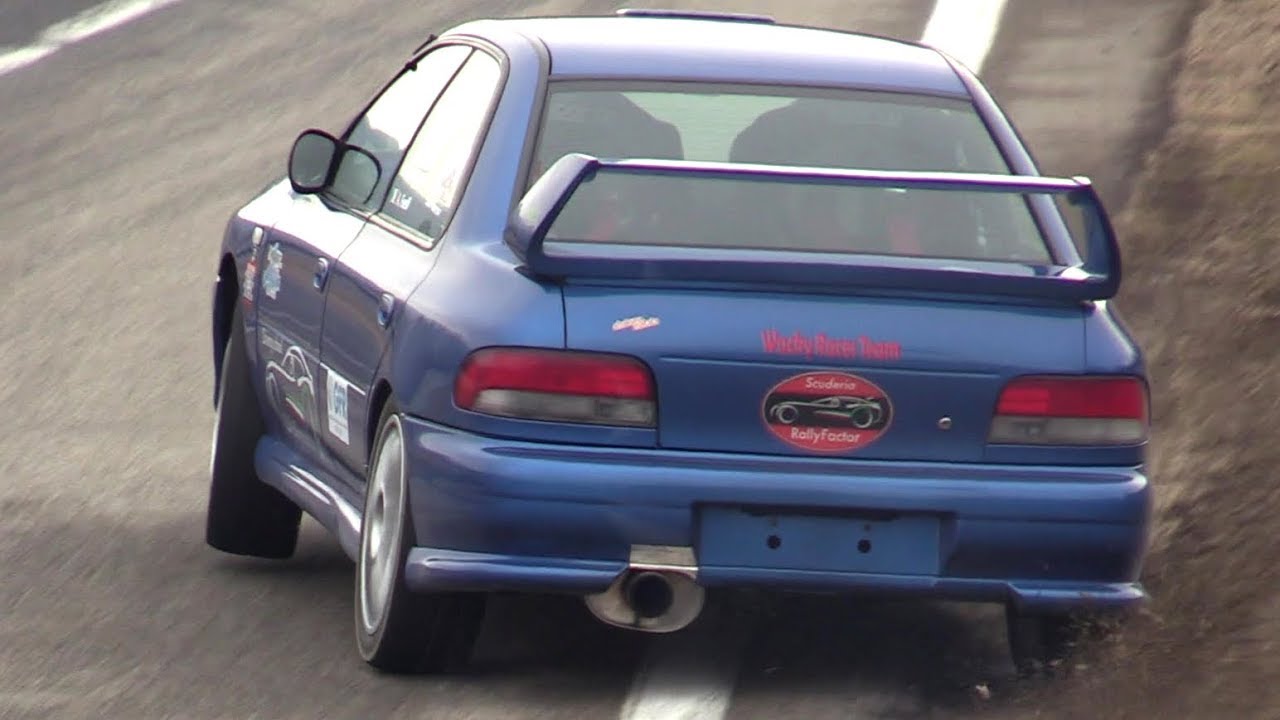 400HP Subaru Impreza STi GC8 flatout on track - Powerslides & on board turbo sound