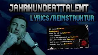 Jahrhunderttalent - Asche // Lyrics &amp; Reimstruktur