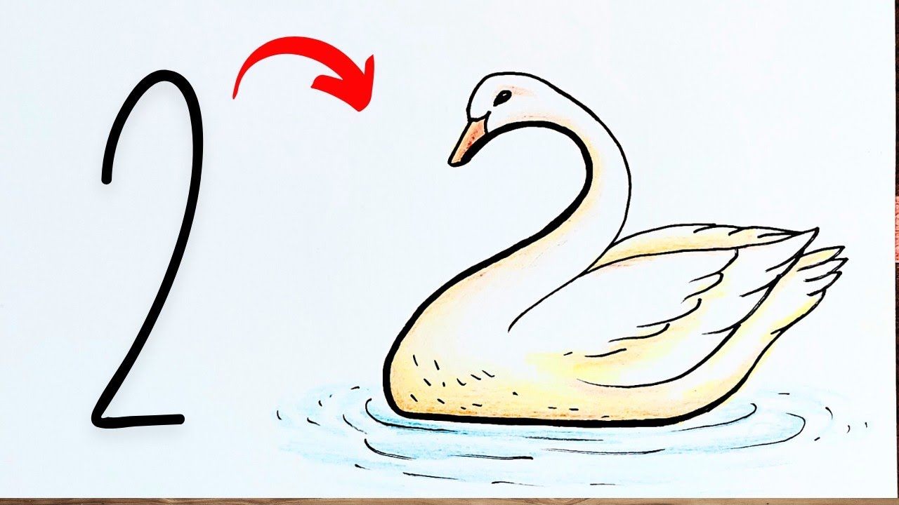 Como desenhar um Pato do número dois fácil e bonito - YouTube