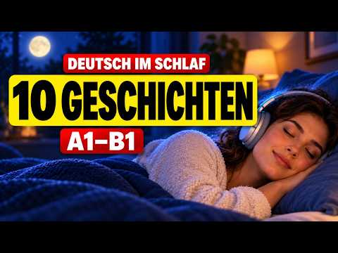 Deutsch lernen im Schlaf |10 neue Geschichten für deinen Alltag) | Hörverständnis & Wortschatz