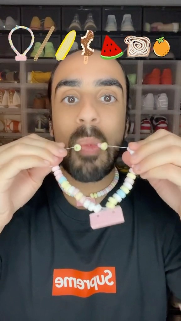 Food ASMR Eating a Supreme Smarties Candy Necklace ? #asmr #food #satisfying #mukbang