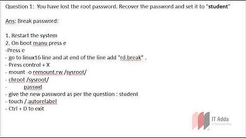 root password break redhat 7 8  linux