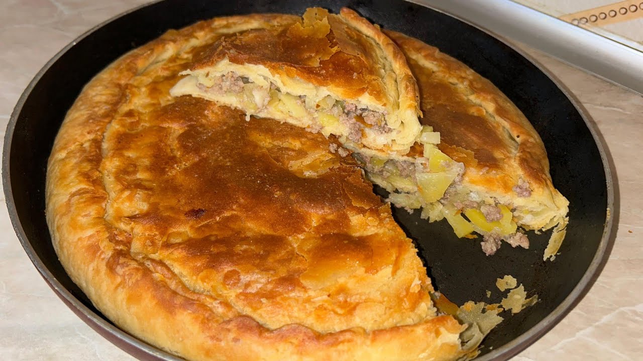 Xəngəldən daha doyumlu, Qutabdan daha ləzzətli! Əsl Çkan resepti😋Çox ləzzətli ətli piroq resepti 