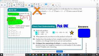 Alg2 8-2 Adding,Subtracting, and Multiplying Complex Numbers