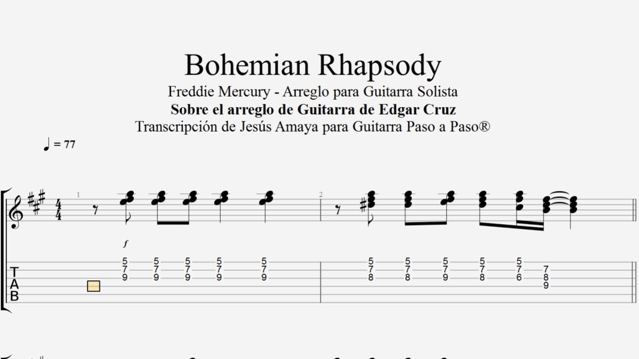 Bohemian Rhapsody - QUEEN - Tablatura por Jesús Amaya - YouTube