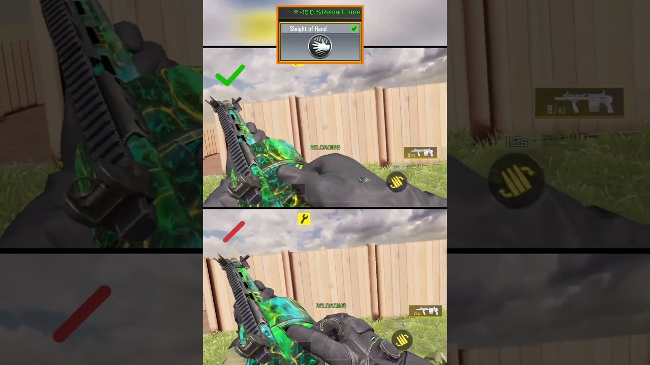 Normal Vs Sleight of Hand Reload In Codm | Sleight of Hand Perk Codm