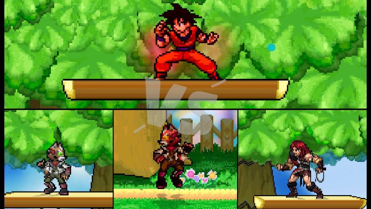 Combate: Goku vs  Red fox vs Gray fox vs Saimon