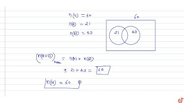 If  `n(u) = 60, n(A)=21 ,n(B)=43`  then greatest value of  `n (AuuB)` and least value of  `n(A