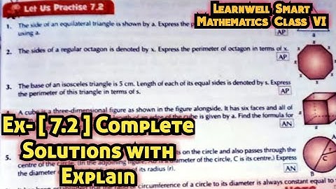 Learnwell smart Maths Class 6 Unit 7 Ex 7.2 Solutions | Class 6 learnwell maths Ex 7.2 Solutions Pdf